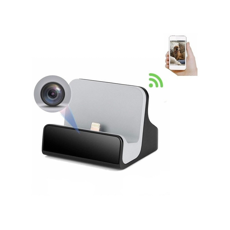 720P HD spy camera charging station for discreet monitoring