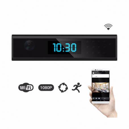 Full HD WiFi rectangular spy camera alarm clock - Spy camera clock
