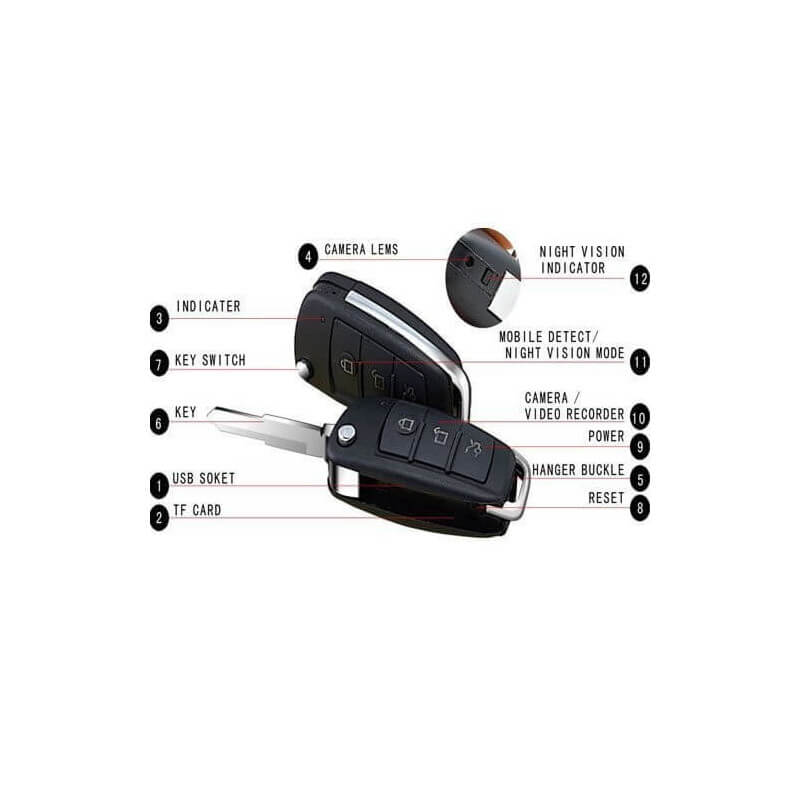 Camera car key spy night vision Memory Not included