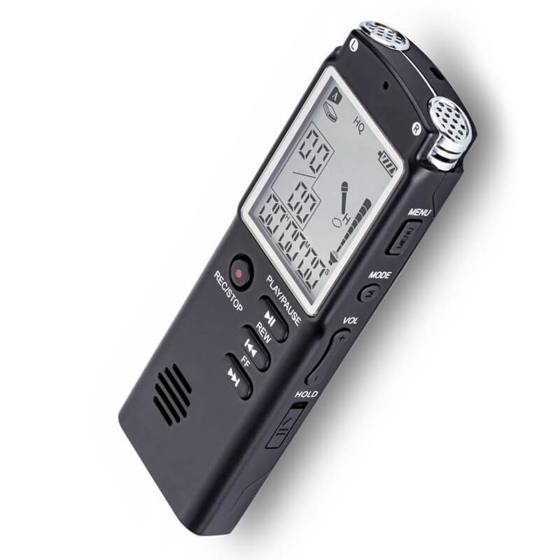 384 kbps Gris Cordon et E-Book Dictaphone Portable avec Micro Intégré Enregistreur Audio Activation Vocale avec USB JiGMO La possibilité de stocker 48 heures daudio ou 8 Go de données