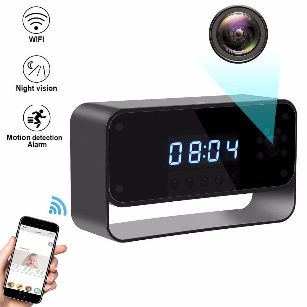 Horloge réveil caméra espion WiFi HD 1080P Vision à distance